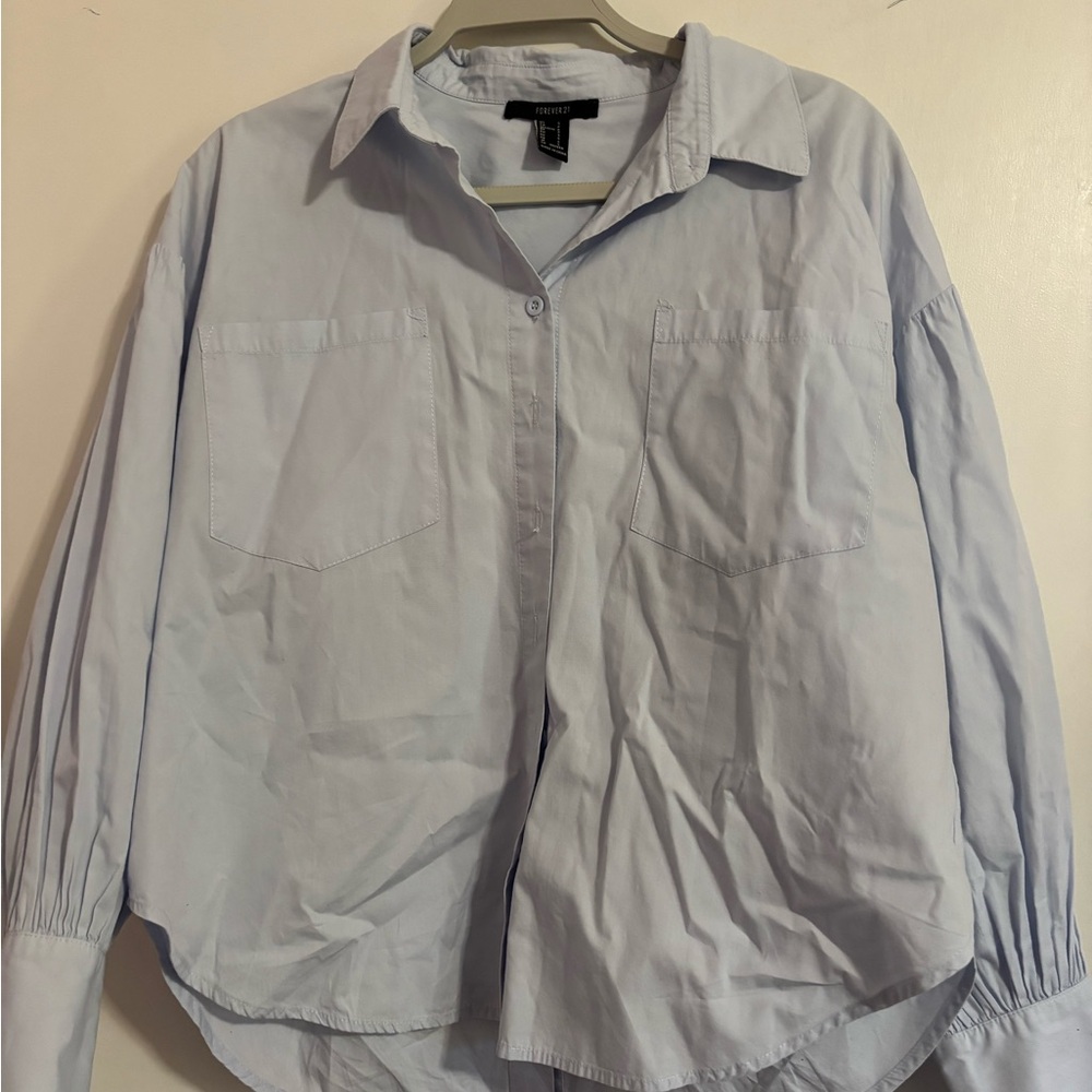 Forever 21 Sky Blue Collared Shirt